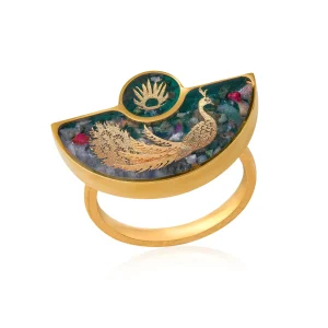 انگشتر عقیق سبز طاووس - گالری دانژه